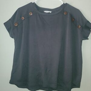 Westbound Gray Boxy Buttoned T-Shirt
